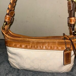 Coach Bleecker Signature Jacquard & Leather Whipstitch Shoulder Bag